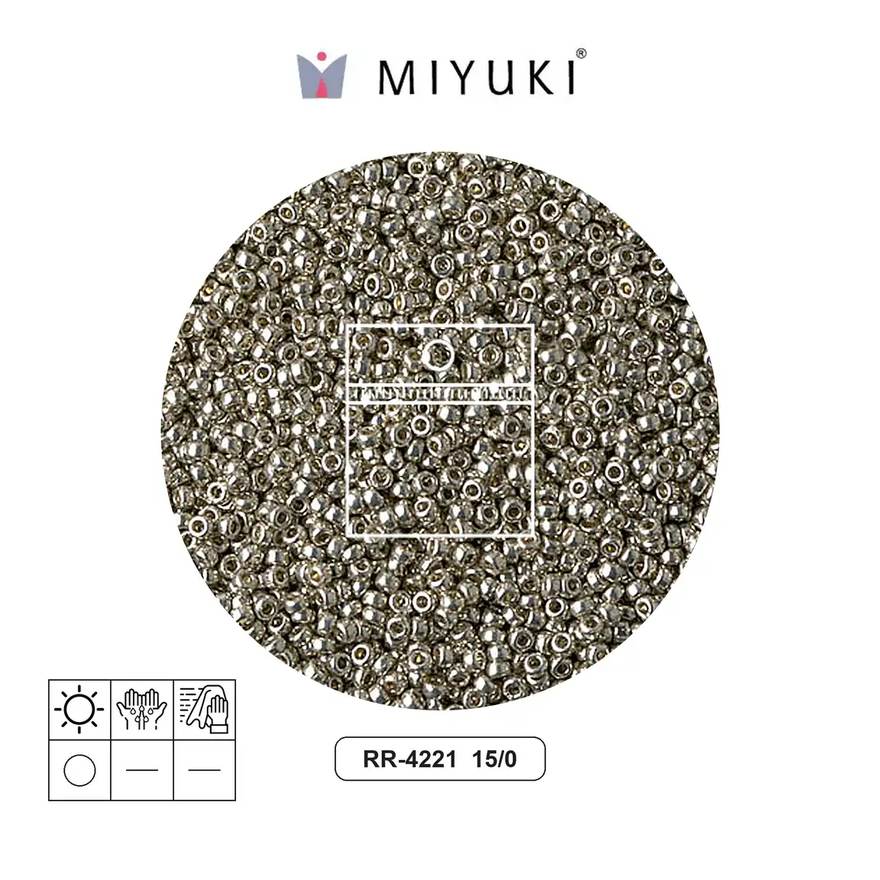 Mostacilla Miyuki rocalla 15/0 RR4221 galvanizado claro pewter x 25g