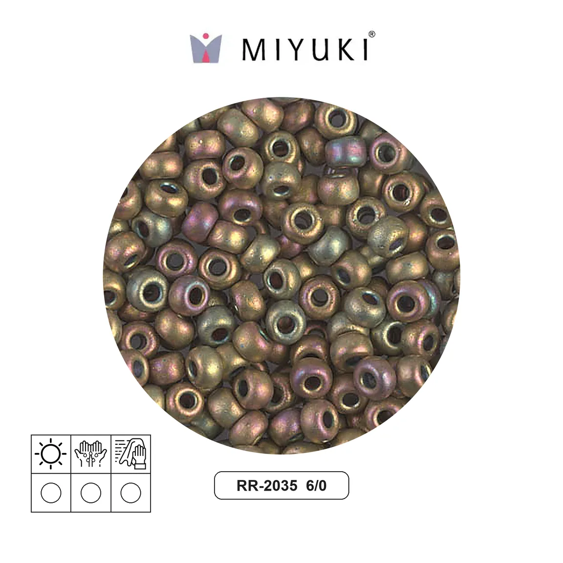 Mostacilla Miyuki rocalla 6/0 RR2035 mate opaco khaki AB x 250g