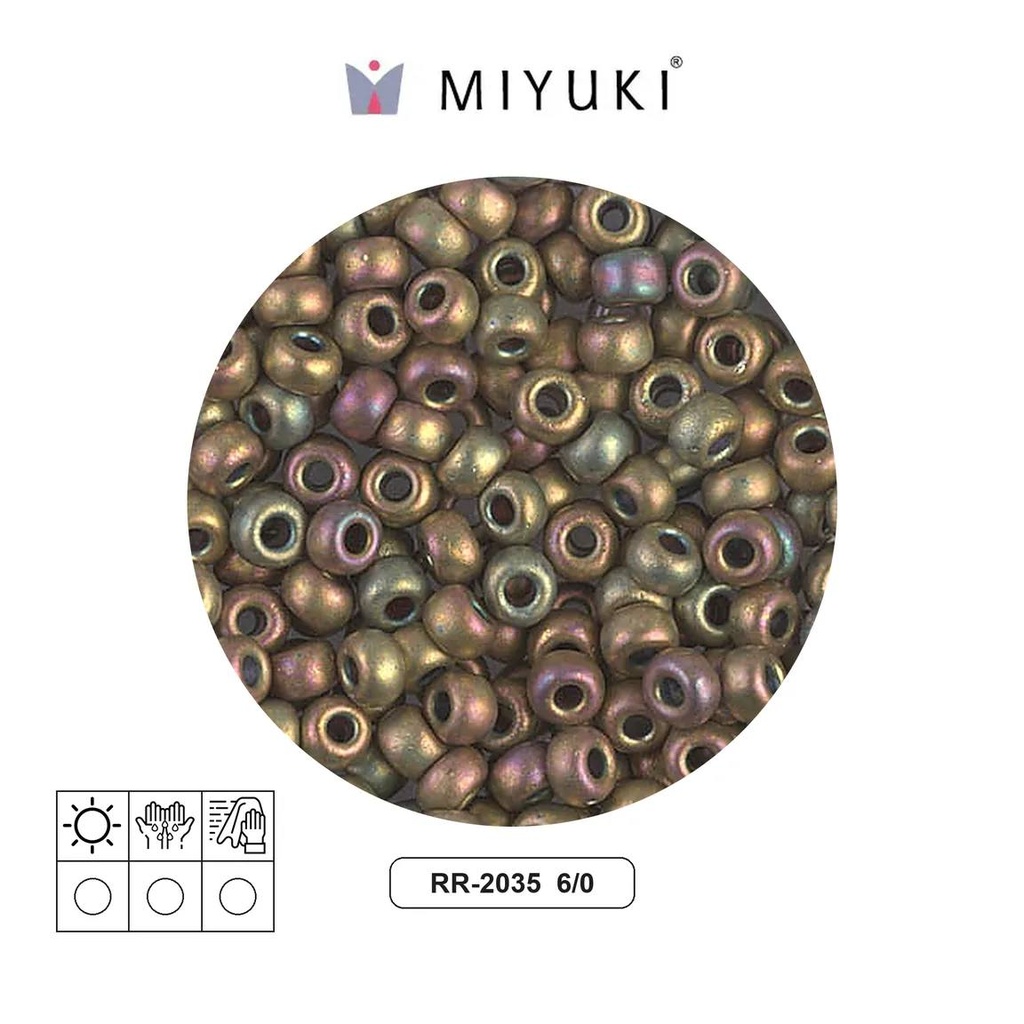 Mostacilla Miyuki rocalla 6/0 RR2035 mate opaco khaki AB x 250g