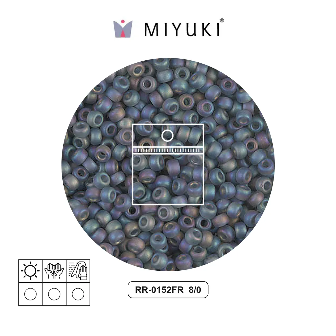 Mostacilla Miyuki rocalla 8/0 RR0152FR mate transparente gris AB x 10g