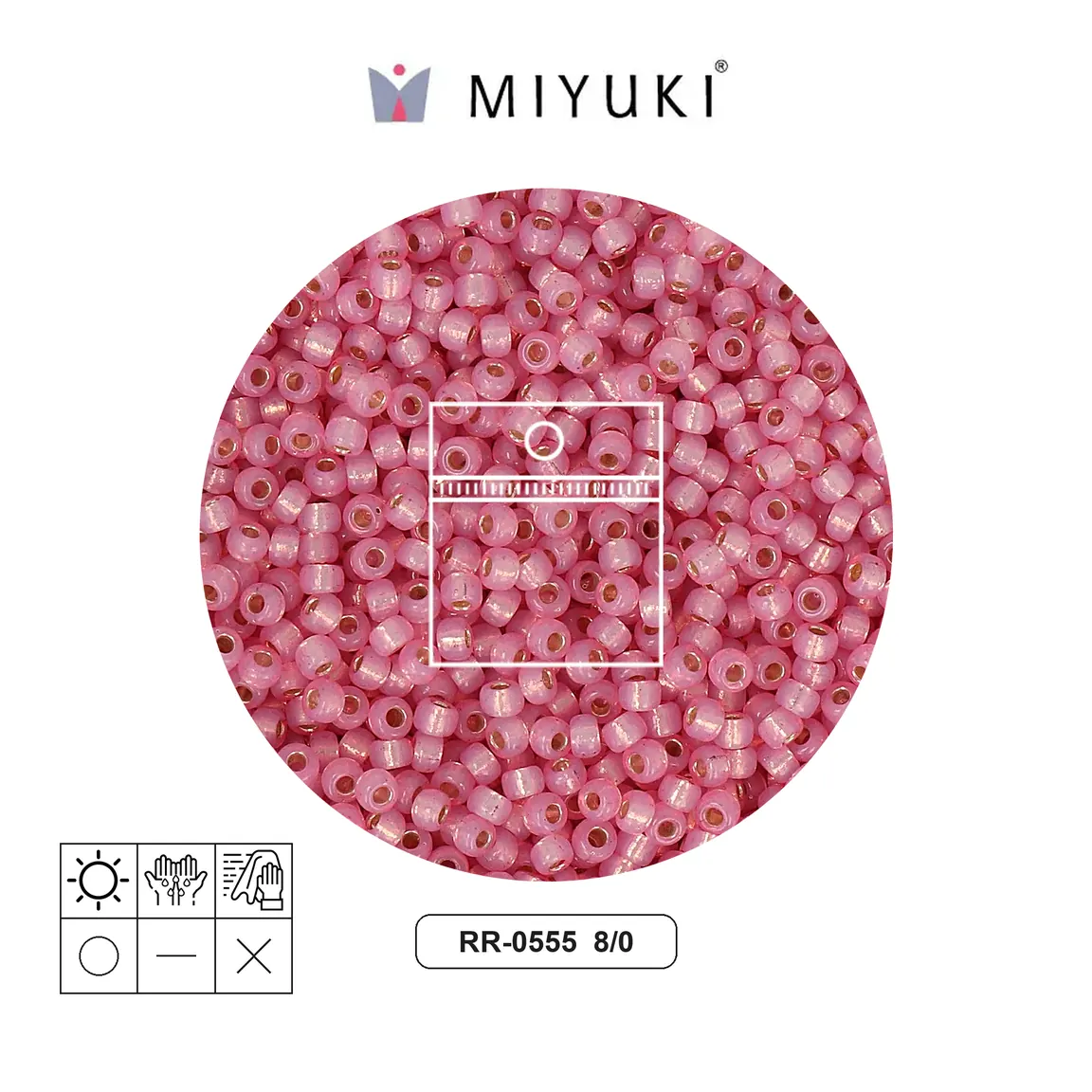 Mostacilla Miyuki rocalla 8/0 RR0555 plateado forrado orchid x 10g