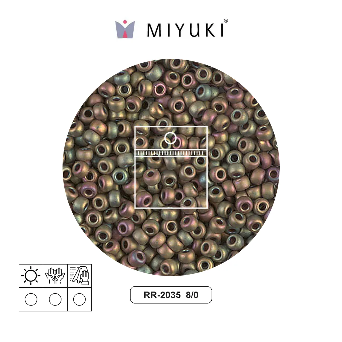 Mostacilla Miyuki rocalla 8/0 RR2035 mate opaco khaki AB x 25g