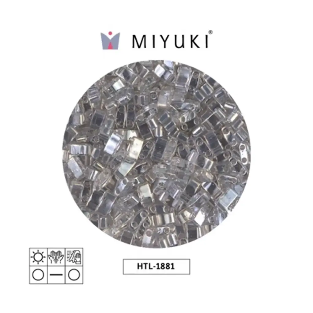 Miyuki half tila 5x2.3x1.9mm HTL1881 transparente plateado dorado brillo x 250G