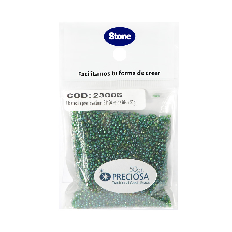Mostacilla checa preciosa 10/0 2mm 51120 P verde iris x 50g