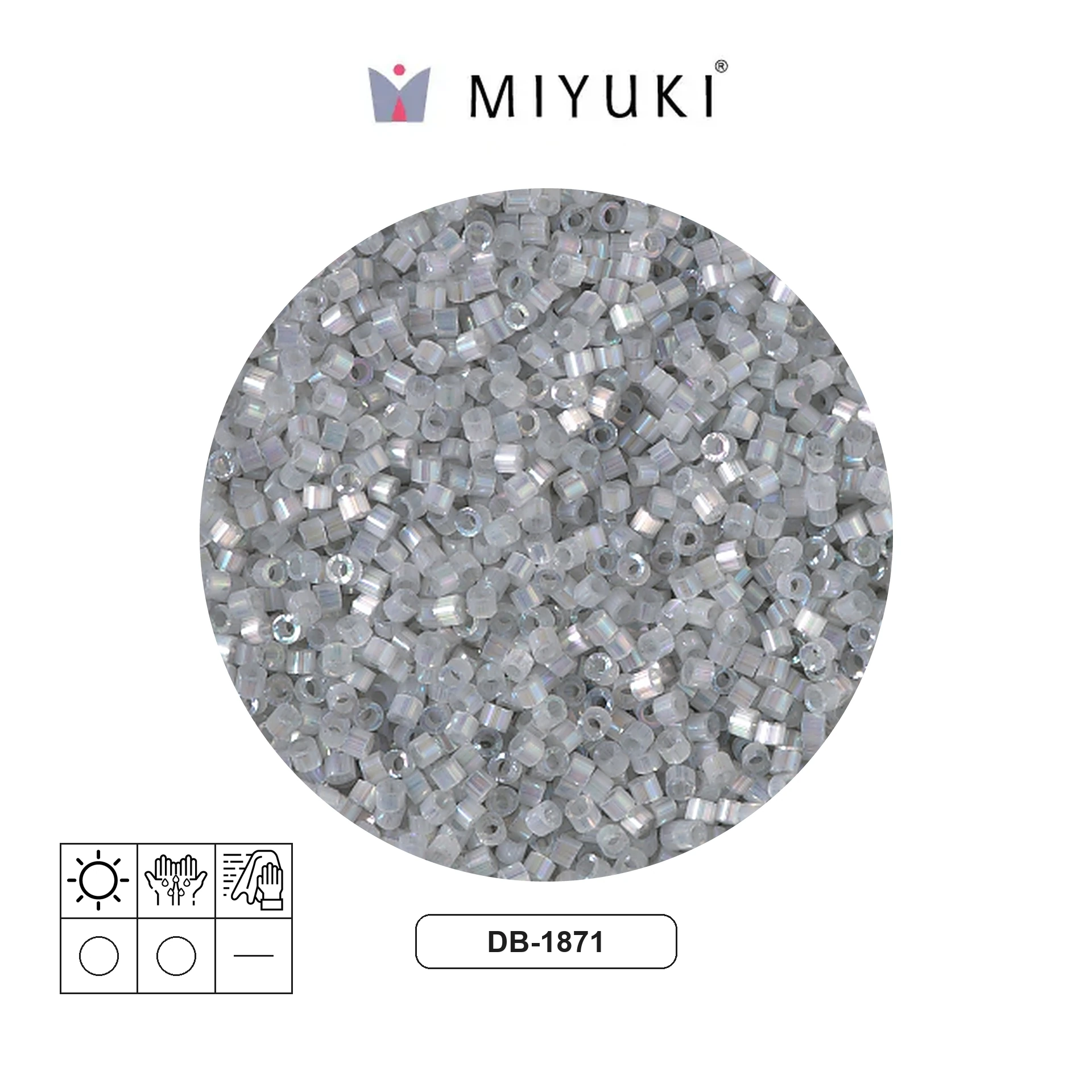 Miyuki delica 11/0 DB1871 color lined smoked grey AB x 50g