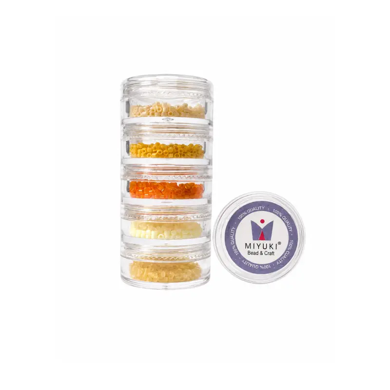 Kit 16 - Miyuki Delica 5 Colores (2g c/u) + Organizador Apilable