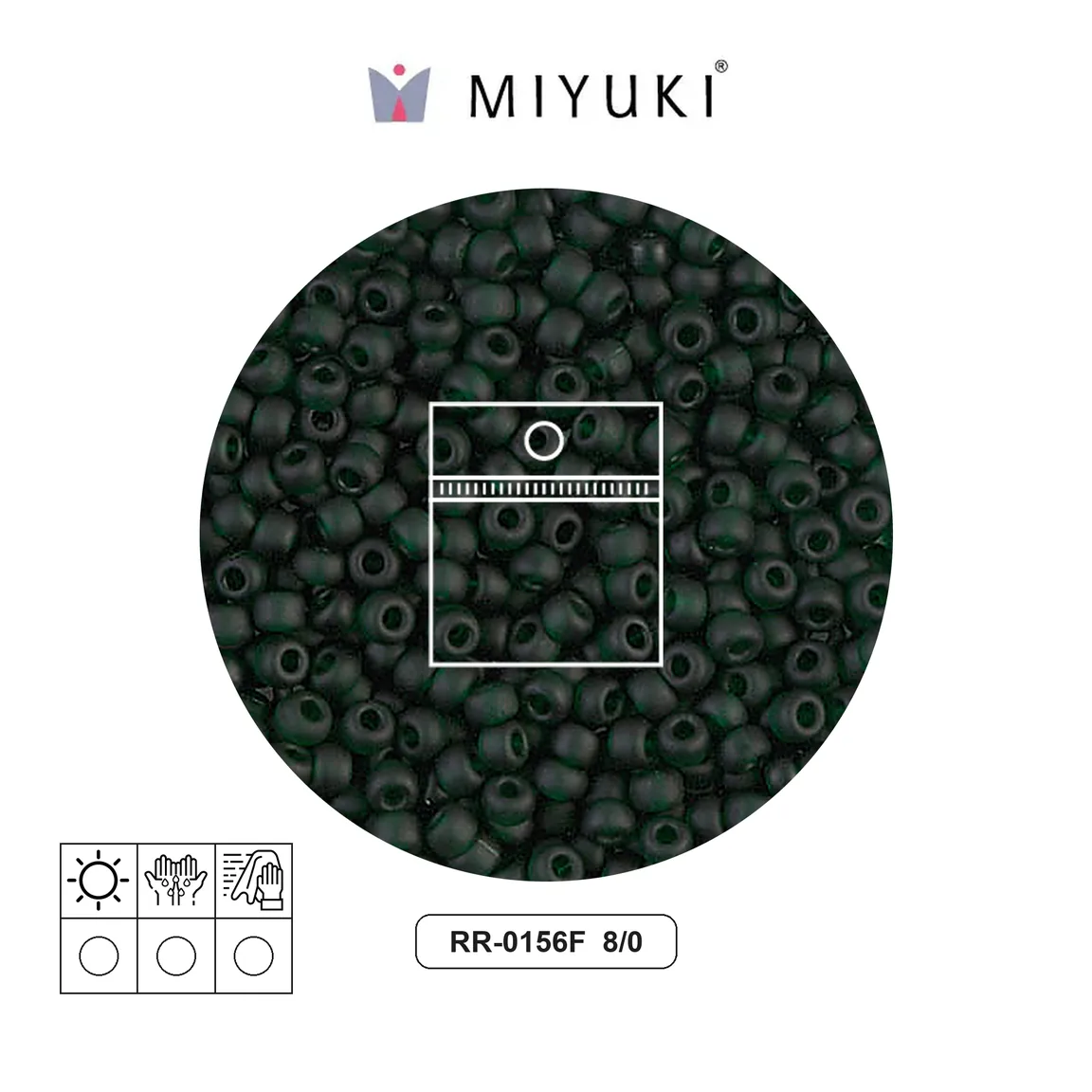 Mostacilla Miyuki rocalla 8/0 RR0156F matte transparent dark emerald x 10g