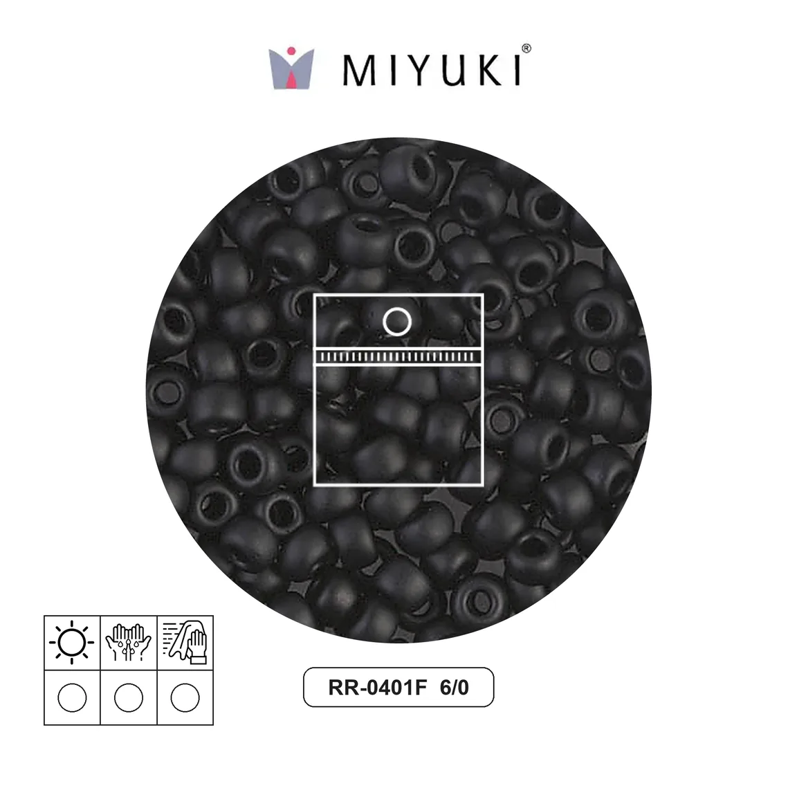 Mostacilla Miyuki rocalla 6/0 RR0401F matte black x 10g