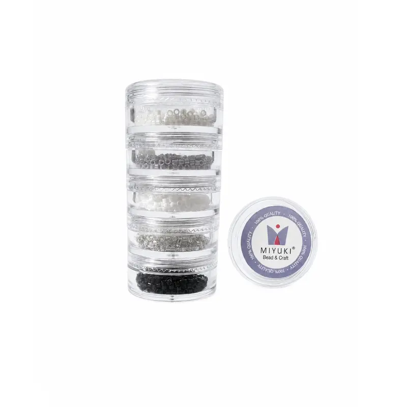Kit 40 - Miyuki Delica 5 Colores (2g c/u) + Organizador Apilable