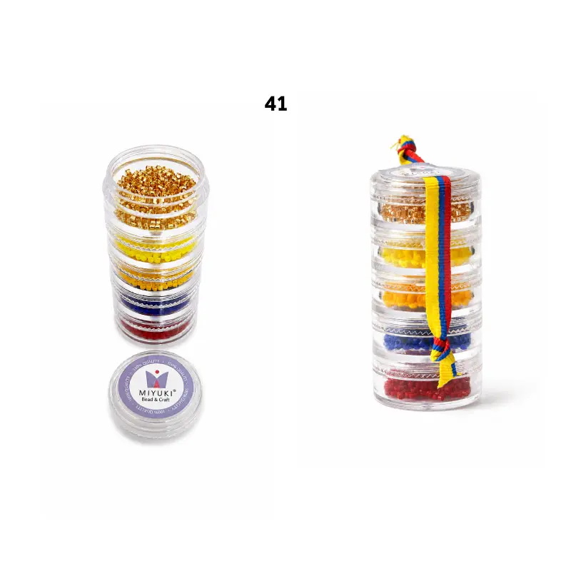Kit 41 - Miyuki Delica 5 Colores (2g c/u) + Organizador Apilable