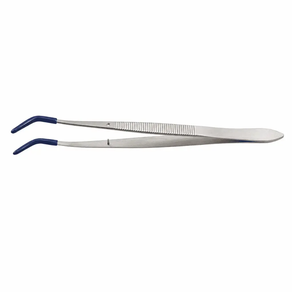Steam Cleaning Tweezers. Curved Jaws & Thick PVC Coating on Jaws. Size: 6” TWZ-442