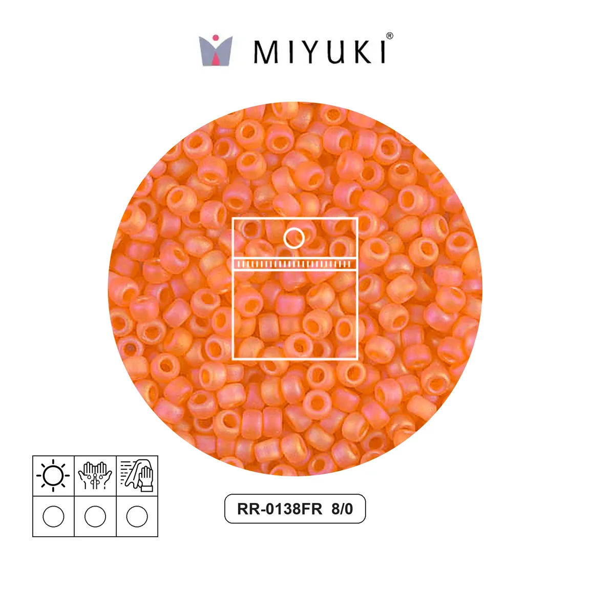 Mostacilla Miyuki rocalla 8/0 RR0138FR matte transparent orange AB x 10g