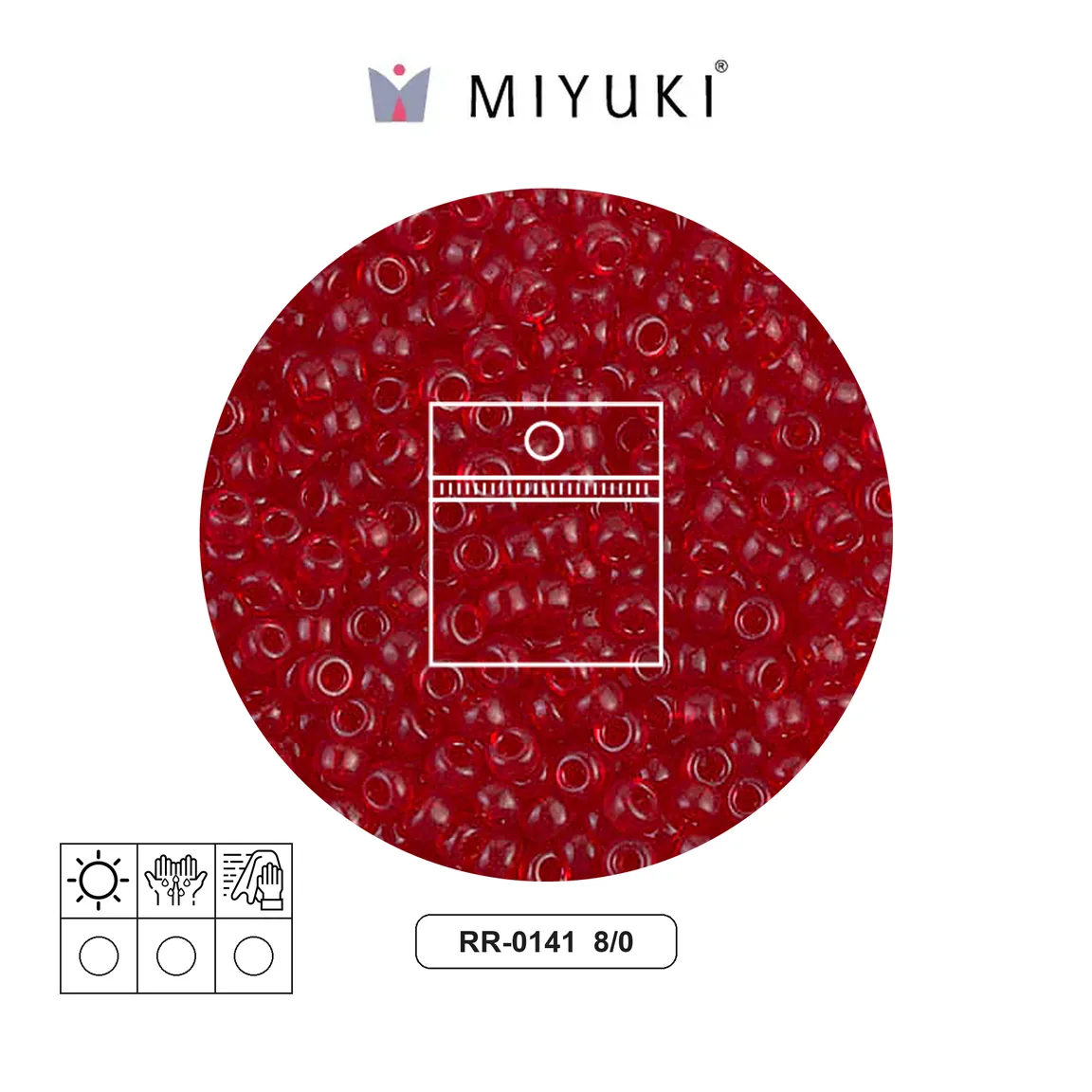 Mostacilla Miyuki rocalla 8/0 RR0141 transparent ruby x 10g