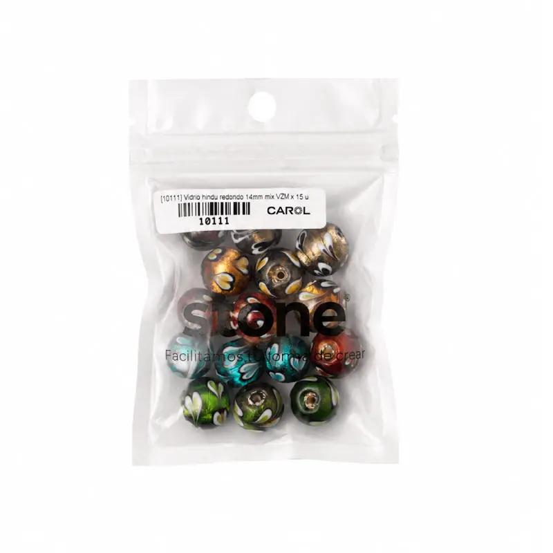 Vidrio hindu redondo 14mm mix VZM x 15 und