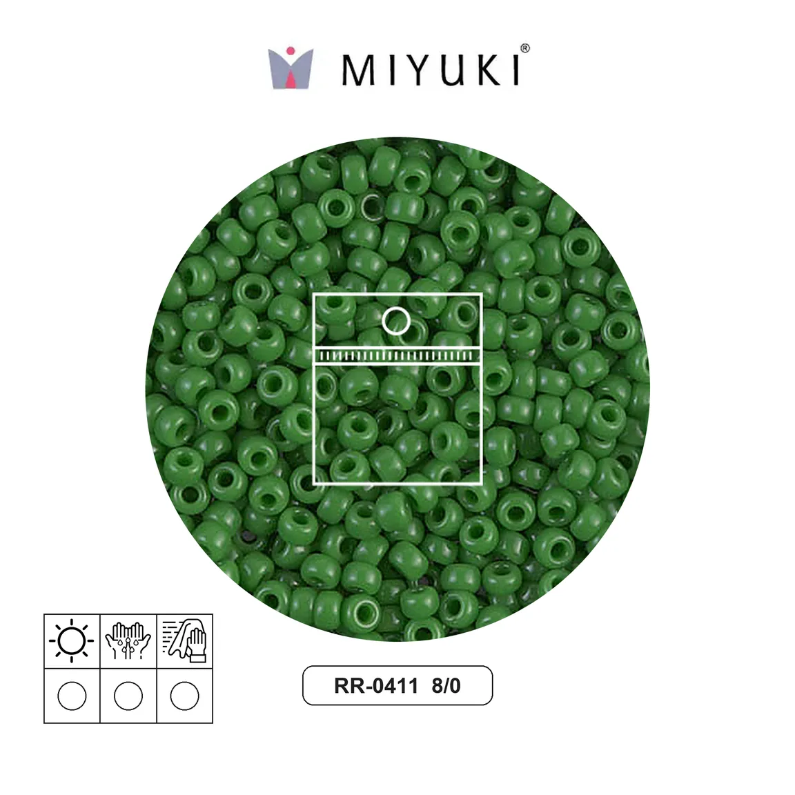 Mostacilla Miyuki rocalla 8/0 RR0411 opaque green x 10g