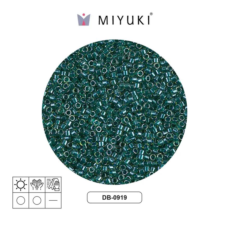 Miyuki delica 11/0 DB0919 sparkling dark teal line chartreuse x 50g