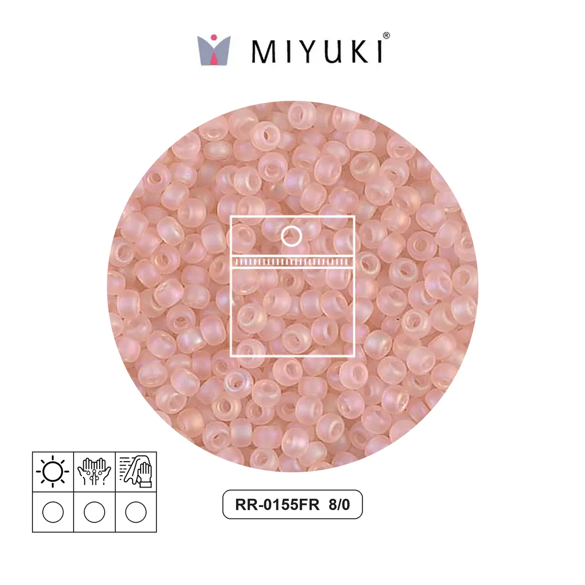 Mostacilla Miyuki rocalla 8/0 RR0155FR matte transparent light tea rose AB x 10g