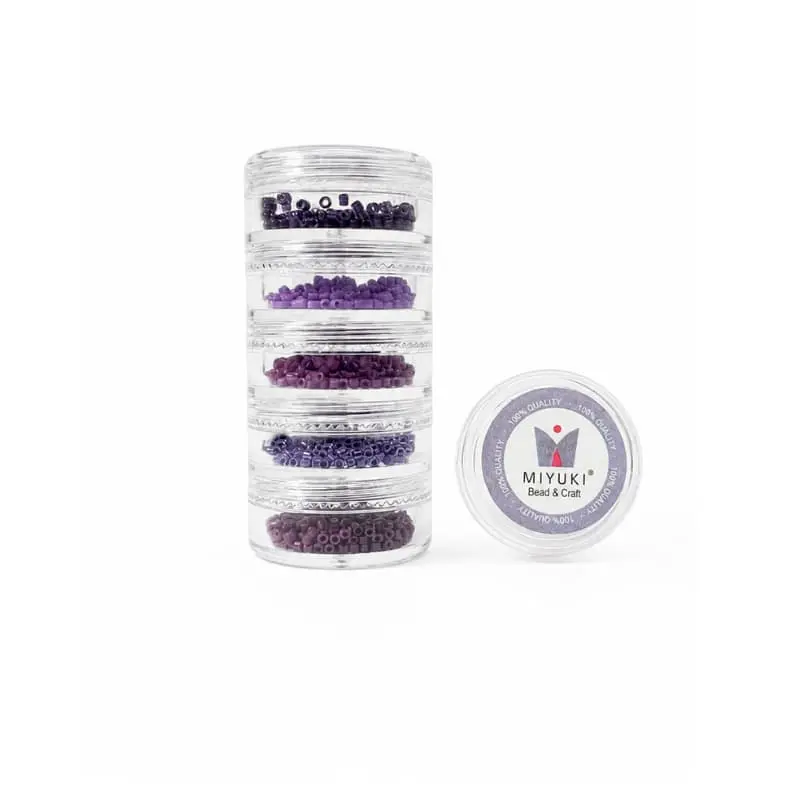 Kit 7 - Miyuki Delica 5 Colores (2g c/u) + Organizador Apilable