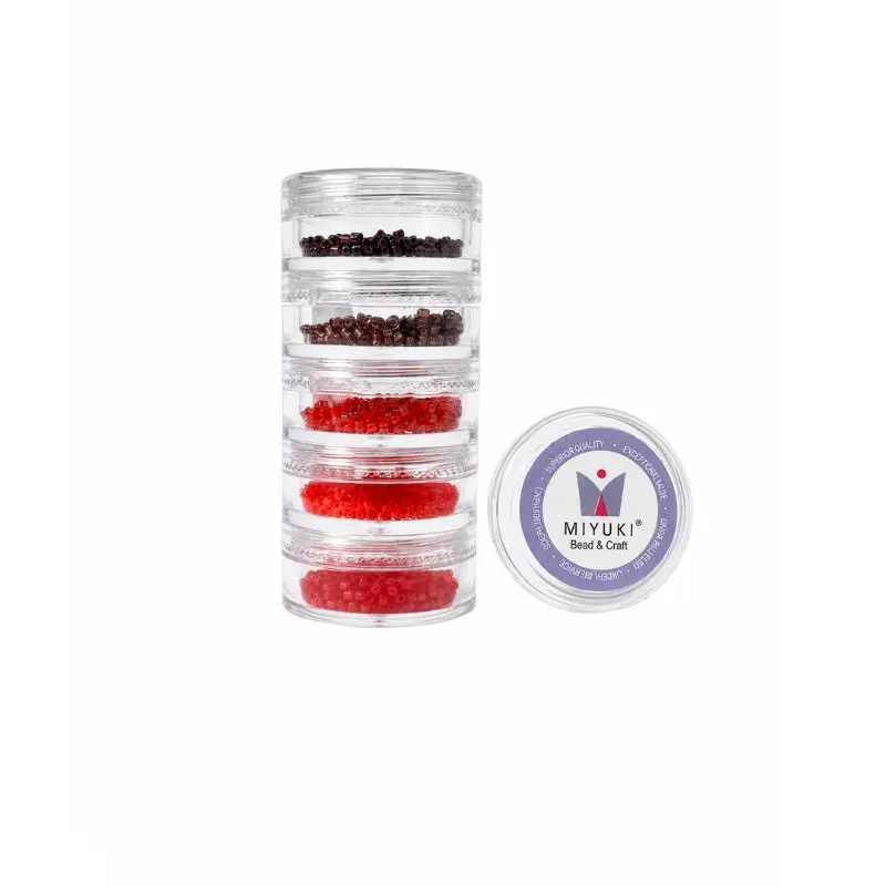 Kit 28 - Miyuki Delica 5 Colores (2g c/u) + Organizador Apilable