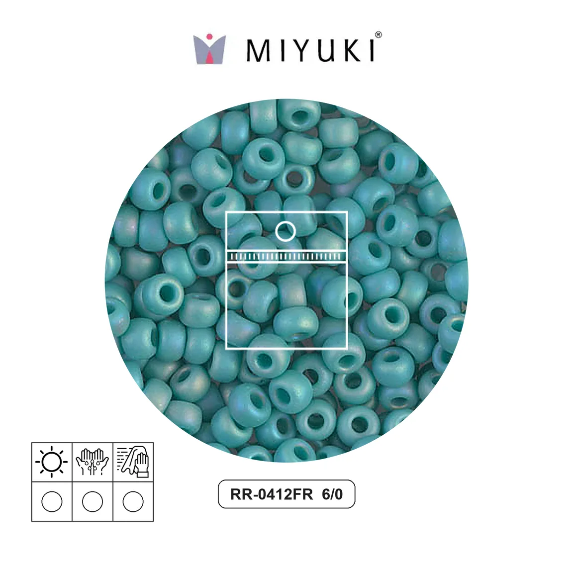 Mostacilla Miyuki rocalla 6/0 RR0412F mate opaco azul turquesa verde x 10g