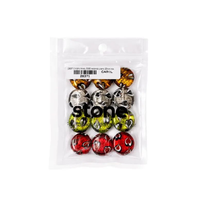 Vidrio hindu 3280 redondo plano 20mm mix x 12 und