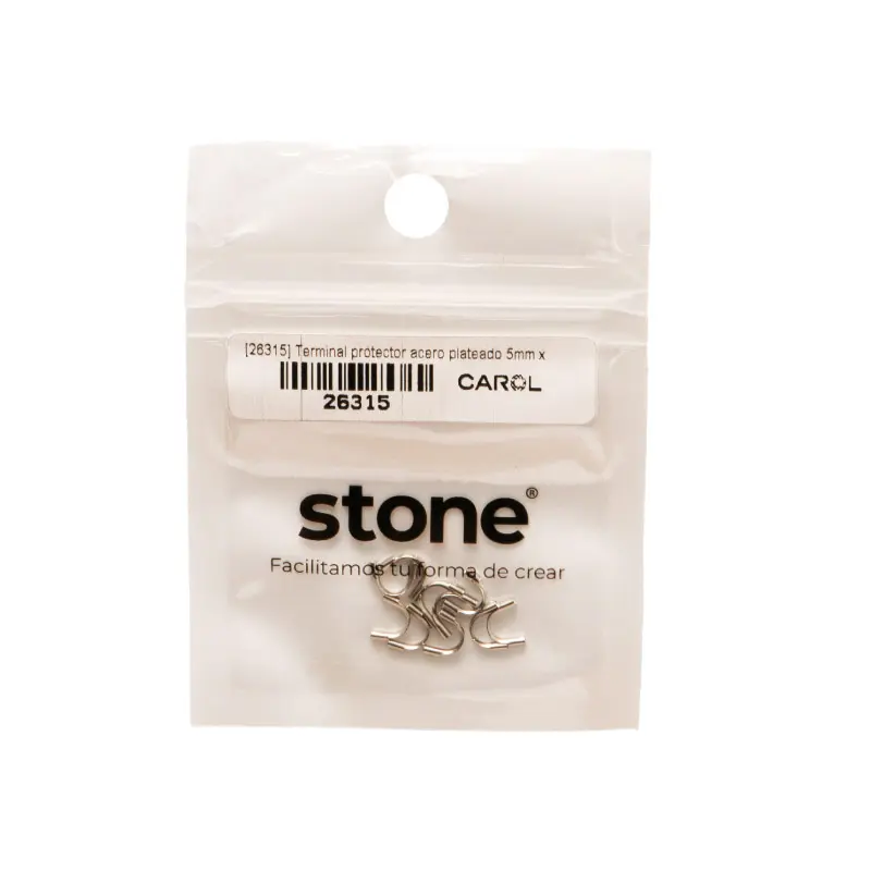 Terminal protector acero plateado 5mm x 10 unds 