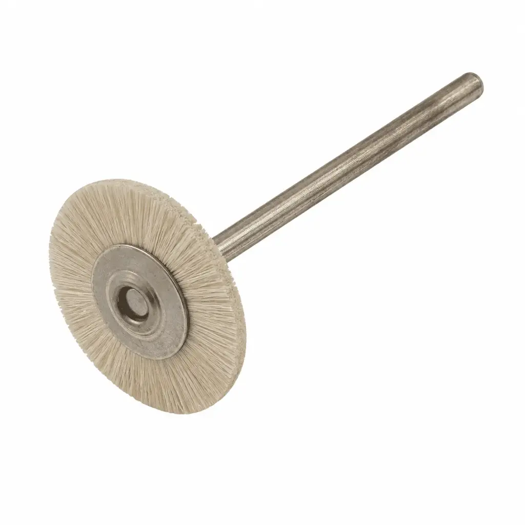 Mounted Wheel Soft Bristle Brush. Shank size: 3/32” BUF-009