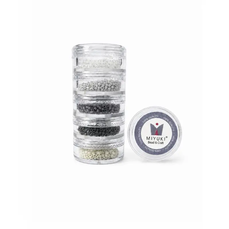 Kit 34 - Miyuki Delica 5 Colores (2g c/u) + Organizador Apilable