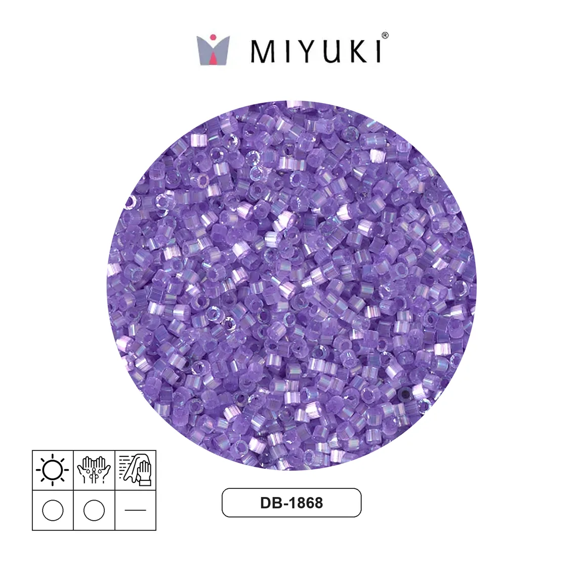 Miyuki delica 11/0 DB1868 color lined lilac AB x 50g