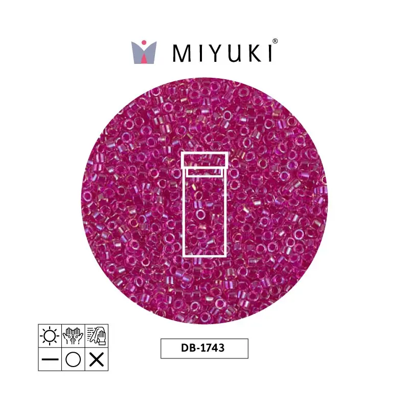 Miyuki delica 11/0 DB1743 hot rosado forrado cristal AB x 3g