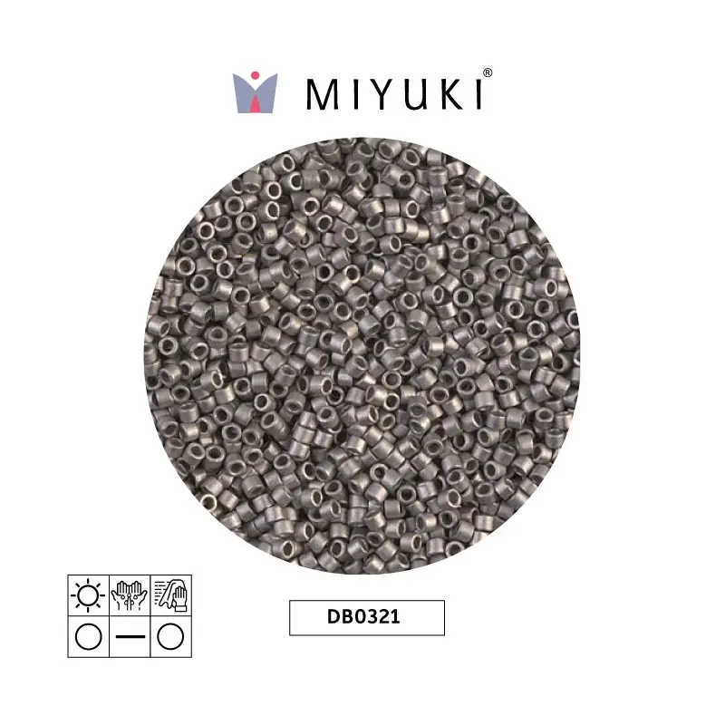 Miyuki delica 11/0 DB0321 mate metalizado plateado x 50g