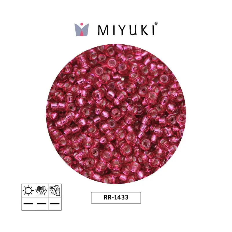 Mostacilla Miyuki rocalla 11/0 RR1433 plateado forrado rojo x 250g
