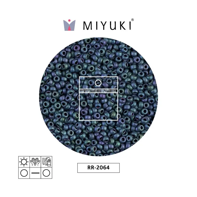 Mostacilla Miyuki rocalla 11/0 RR2064 mate metalizado azul verde x 25g
