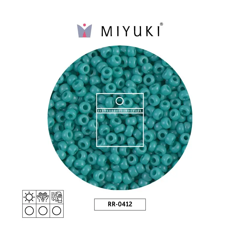 Mostacilla Miyuki rocalla 8/0 RR0412 opaco azul turquesa verde x 25g