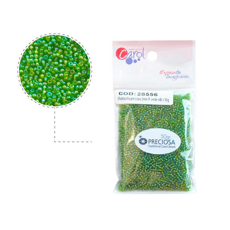 Mostacilla checa preciosa 10/0 51430 P verde AB x 50g