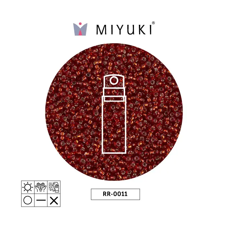 Mostacilla Miyuki rocalla 15/0 RR0011 plateado forrado ruby x 25g