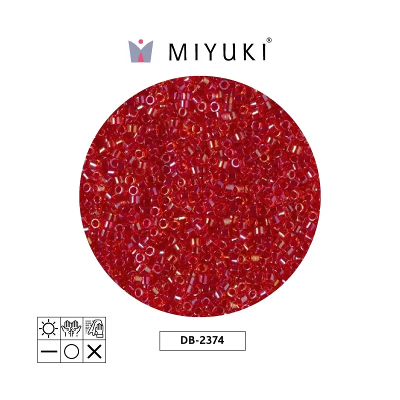 Miyuki delica 11/0 DB2374 color forrado rojo x 50g