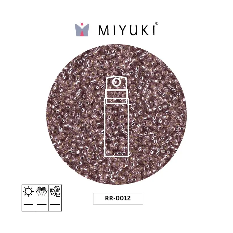 Mostacilla Miyuki rocalla 15/0 RR0012 plateado forrado ahumado morado x 10g