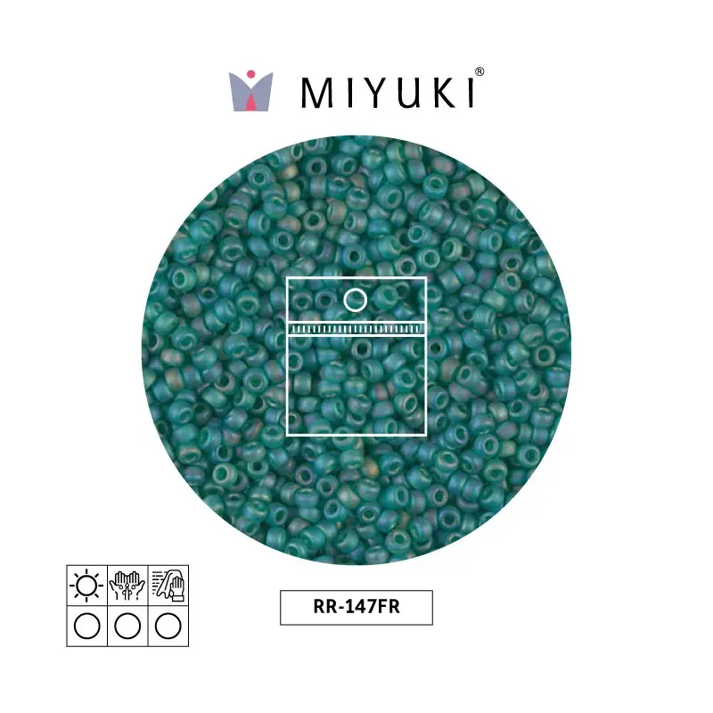 Mostacilla Miyuki rocalla 11/0 RR0147FR mate transparente oscuro verde x 20g