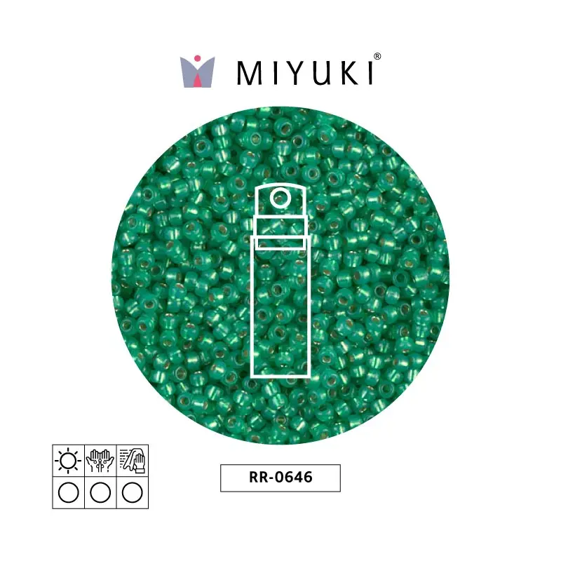 Mostacilla Miyuki rocalla 11/0 RR0646 oscuro verde plateado forrado alabaster x 10g