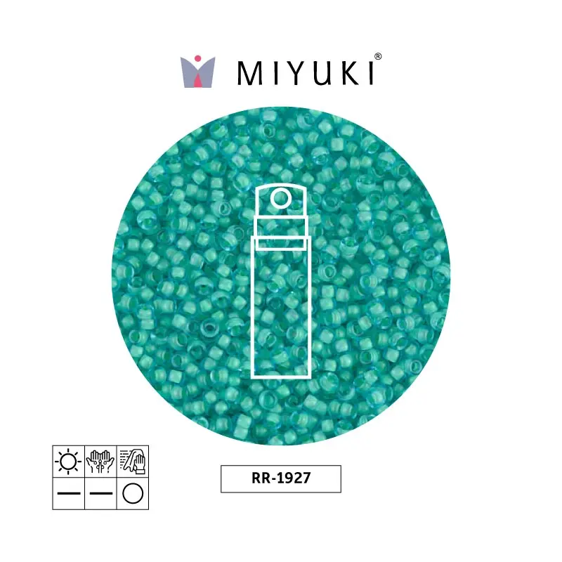 Mostacilla Miyuki rocalla 11/0 RR1927 mate verde forrado azul x 10g