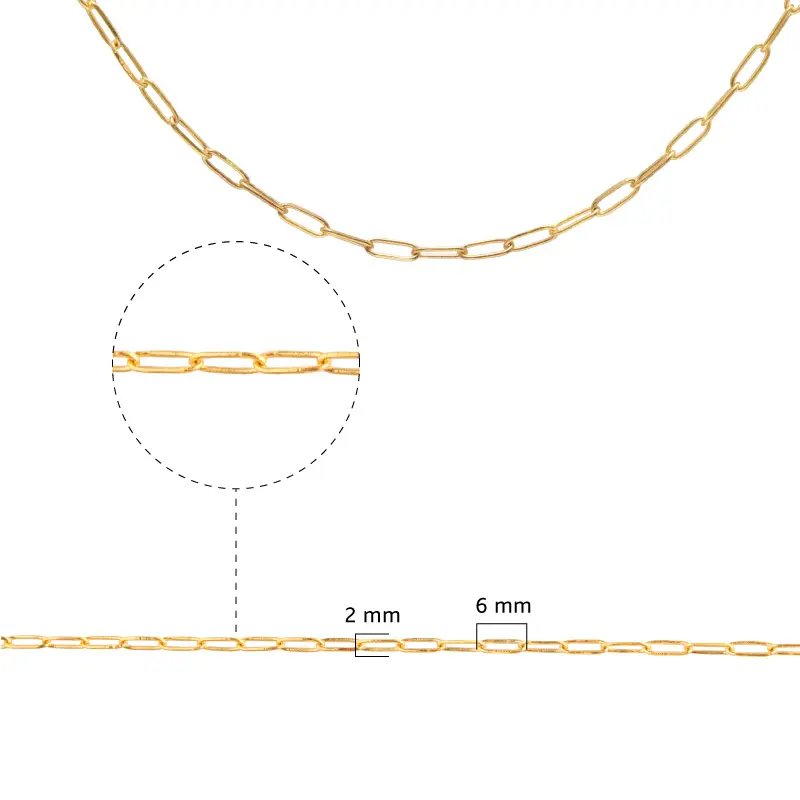 Cadena eslabon dorada 2x6mm/Golfi x m