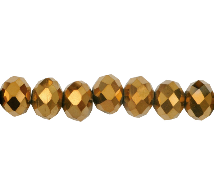 Murano rondela facetada 6mm dorado 130 x 80unds