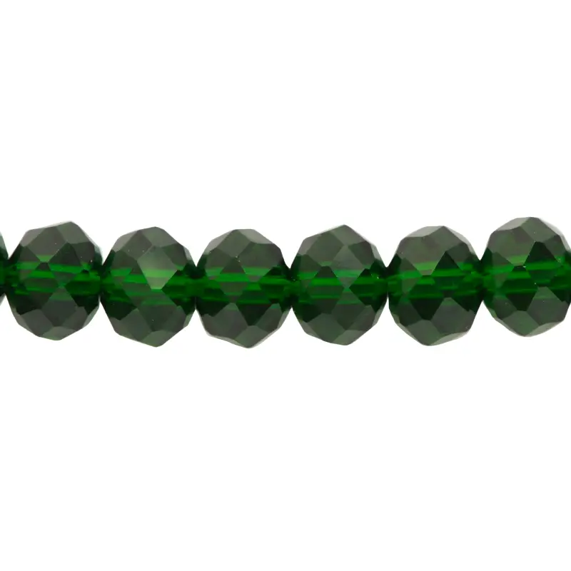 Murano rondela facetada 8mm verde pino 12 x 62unds