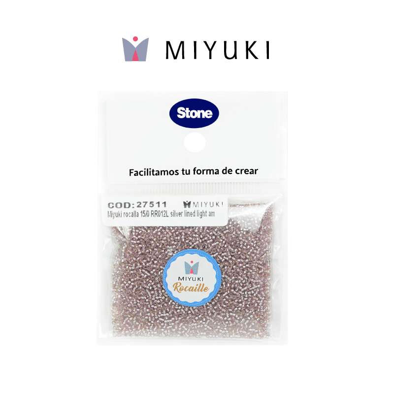Mostacilla Miyuki rocalla 15/0 RR012L plateado forrado claro morado x 25g