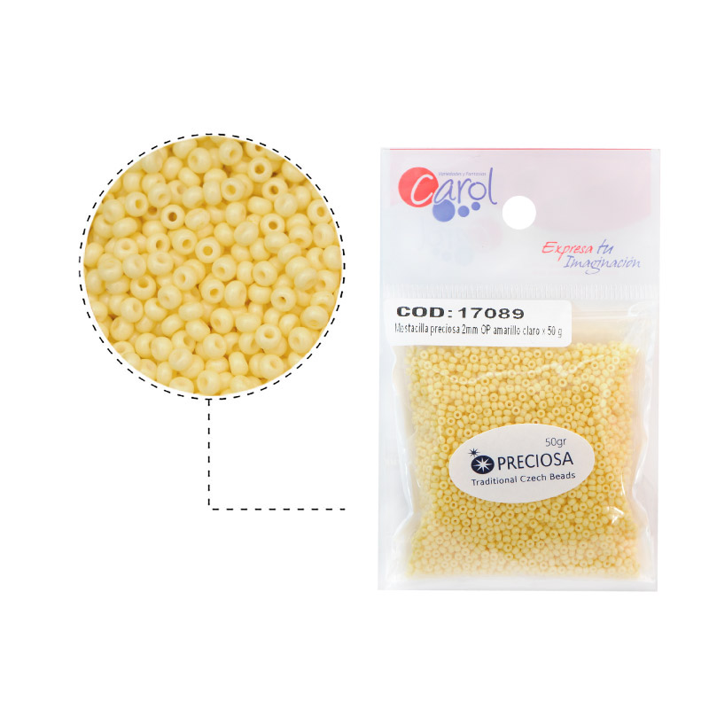 Mostacilla checa preciosa 10/0 2mm OP amarillo claro x 50 gr