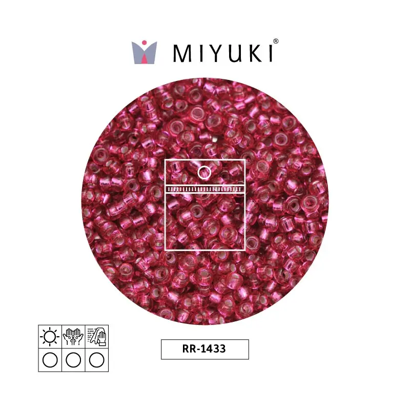 Mostacilla Miyuki rocalla 11/0 RR1433 plateado forrado rojo x 25g
