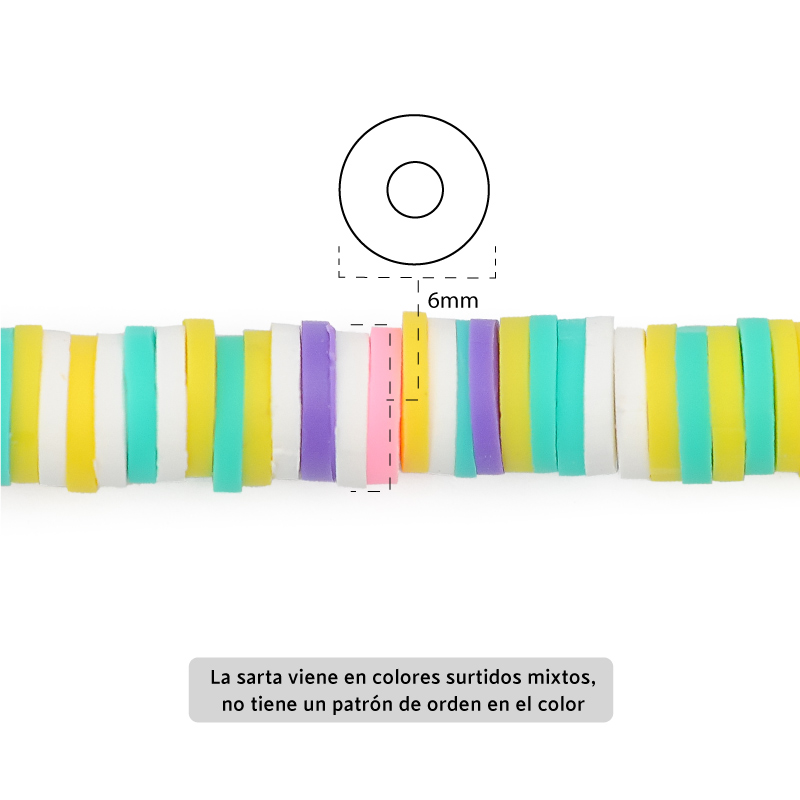 Sarta fimo disco 6mm 27 color mix x 39cm