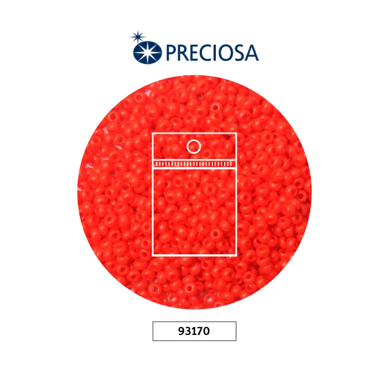 Mostacilla checa preciosa 2mm 93170 OP rojo x 50g