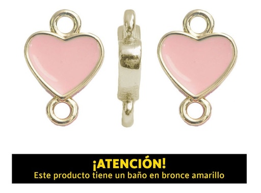 Dije corazon 2 argolla 10mm x 6mm rosado x 4 unds